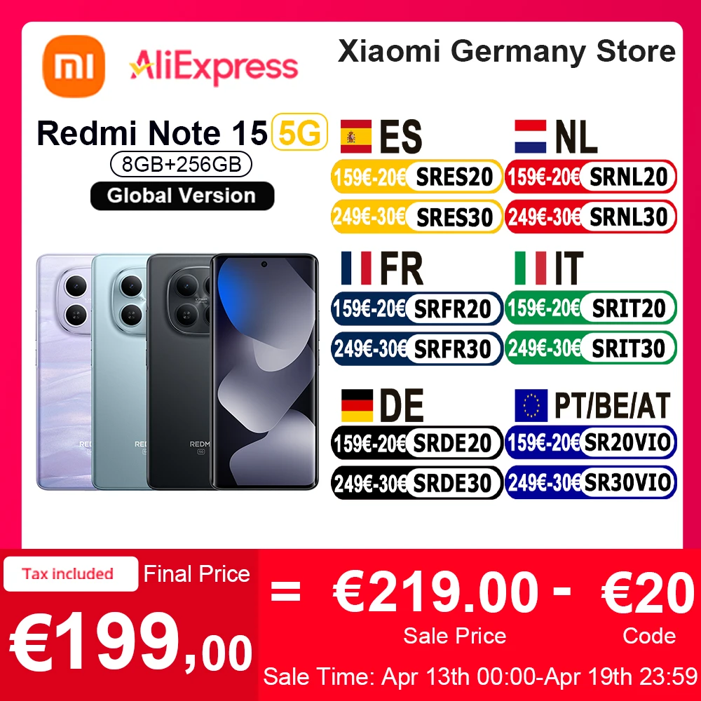 Version Globale Xiaomi Redmi Note 15 5G smartphone 5G 6.77" FHD Snapdragon ®   6 Gen 3 108MP IP66 Batterie 5520mAh Charge 45W NFC Xiaomi