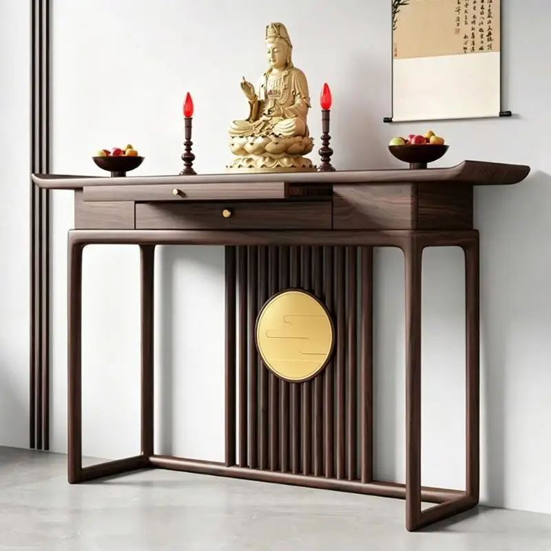 New Chinese-style entrance table Solid wood entrance cabinet Entry door strip case Middle hall offering table  platform Shentai