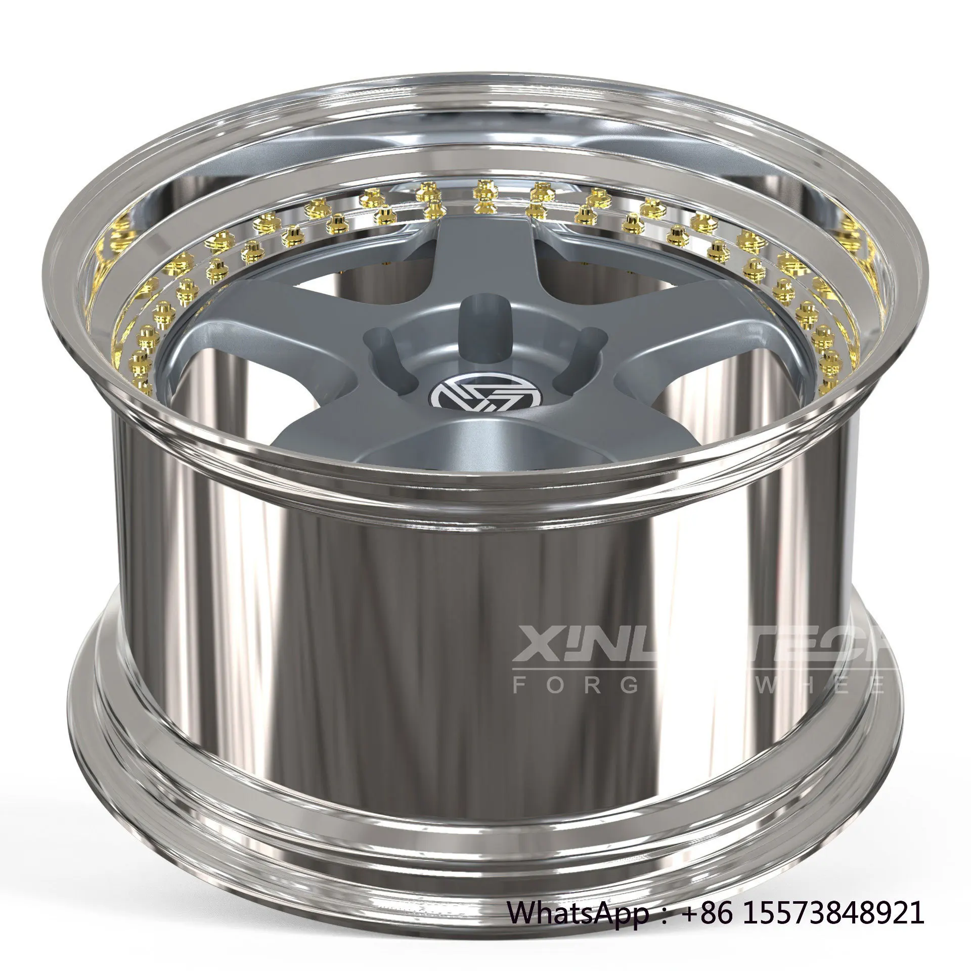 

Polished Silver Custom Two Piece Forged Alloy Wheel 5x112 5x114.3 5x120 Deep Concave 5-Spoke Rims for Performance Cars