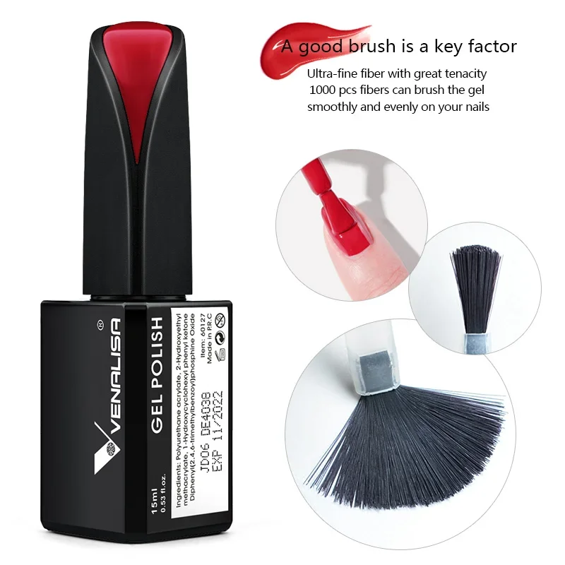 VENALISA 15 مل قاعدة طلاء أظافر جل، معطف علوي بدون مسح جل طلاء عالي اللمعان يدوم طويلاً LED UV Gel #4