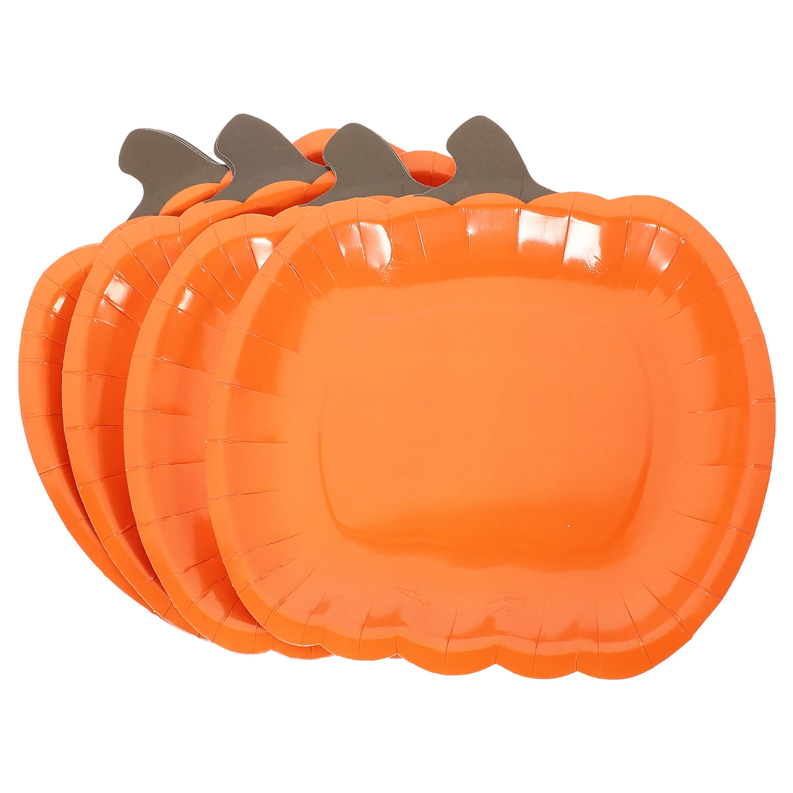 

10pcs Pumpkin Paper Plates Halloween Disposable Party Supplies Dessert Snack Fruit Multi-Function Lightweight Easy Hold No