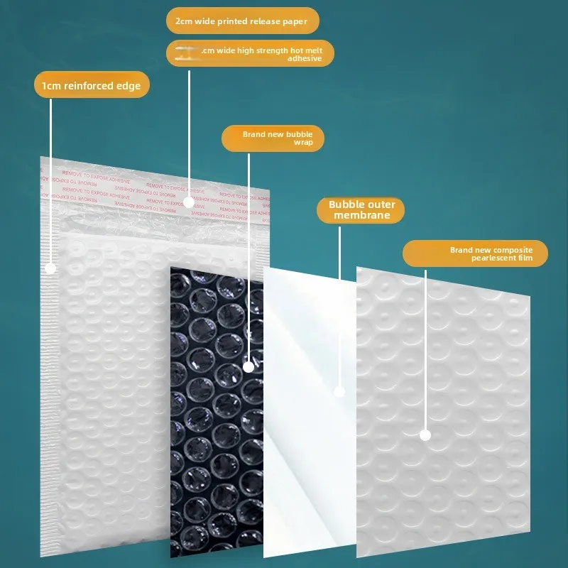 All-in-one Courier Packing Bags Self-sealing Shockproof Pearlized Film Bubble Envelopes for Secure Shipping & Mailing
