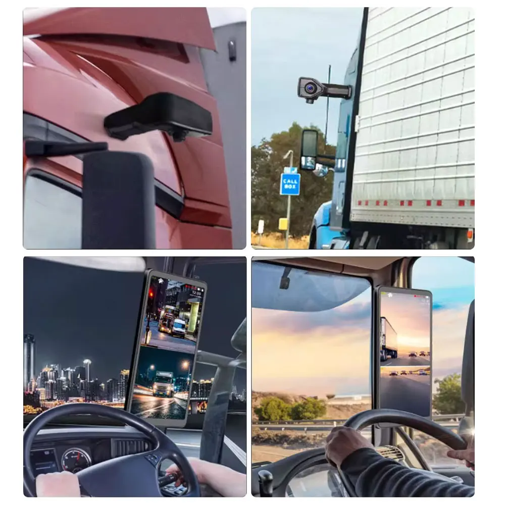 12.3“ Touch IPS Electronic Screen Rearview Mirror 2-Channel Bus/Truck DVR AHD 1080P Camera Blind Spot Monitoring Loop Recording