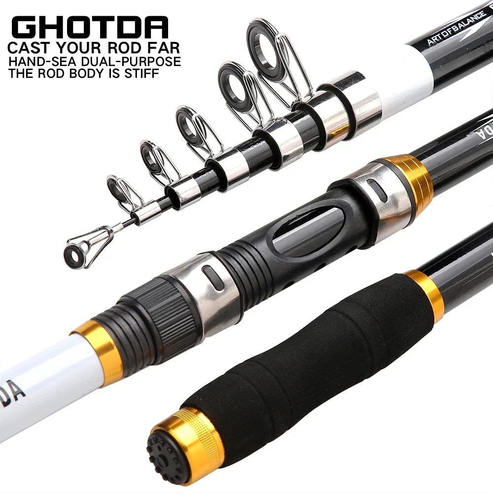 

Spinning Telescopic Spinning Rod 2.1-3.6m Or Fishing Rod and Reel Combo Set Metal Spool 5.2:1 Gear Ratio