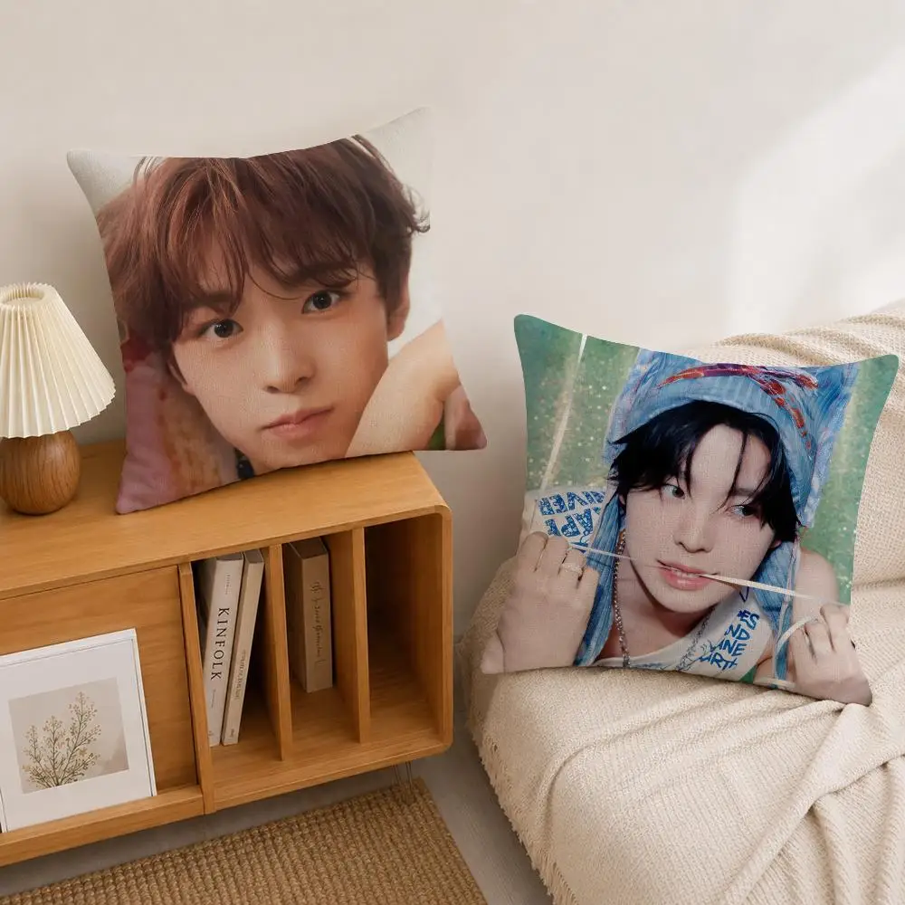 K-pop NCT WISH YUSHI Cushion Cover Natural Linen Pillowcase Set, All-in-One Decor for Sofa, Bedroom & Chair