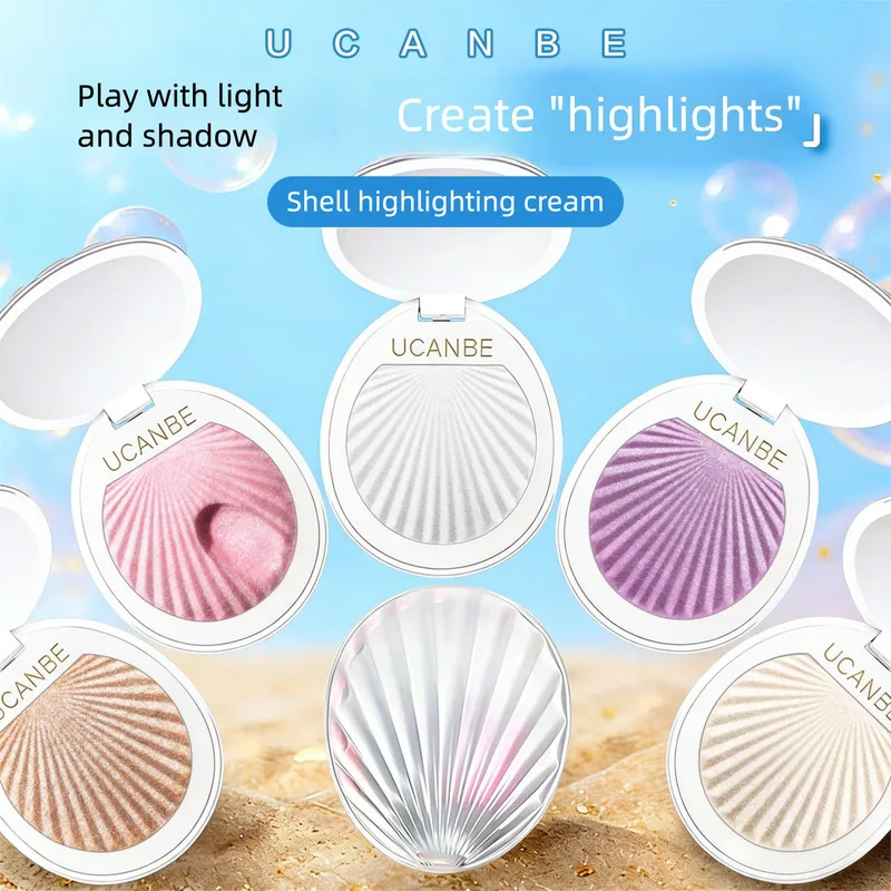 Ucanbe Shell Highlighter Cream Ginger Mashed Potatoes Sparkling Fine Pearlescent Glow Brightening & Hydrating Face Makeup