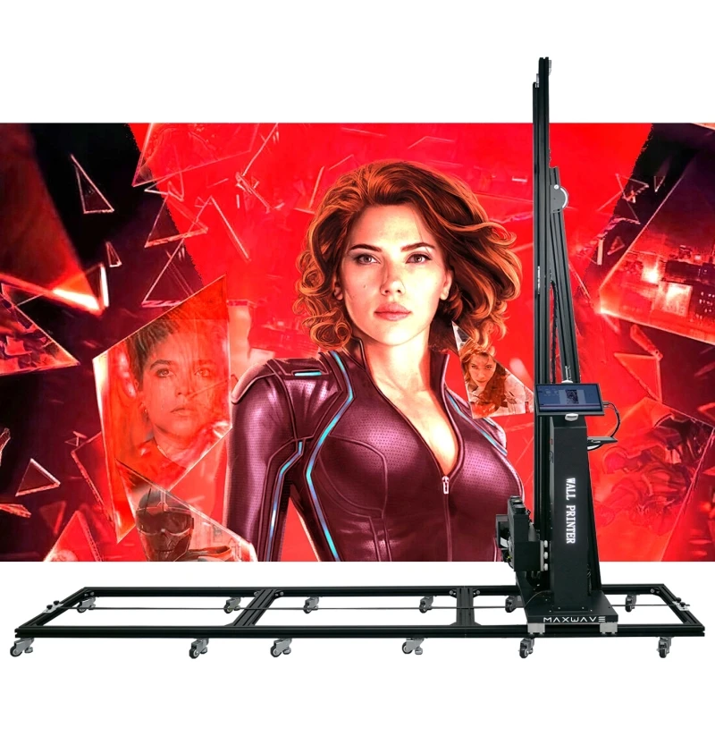 Maxwave AI 4K Wheeled Wall Printer PVC Cellphone Control Automatic Splitting/Positioning Images Unlimited Length/Width no belt i