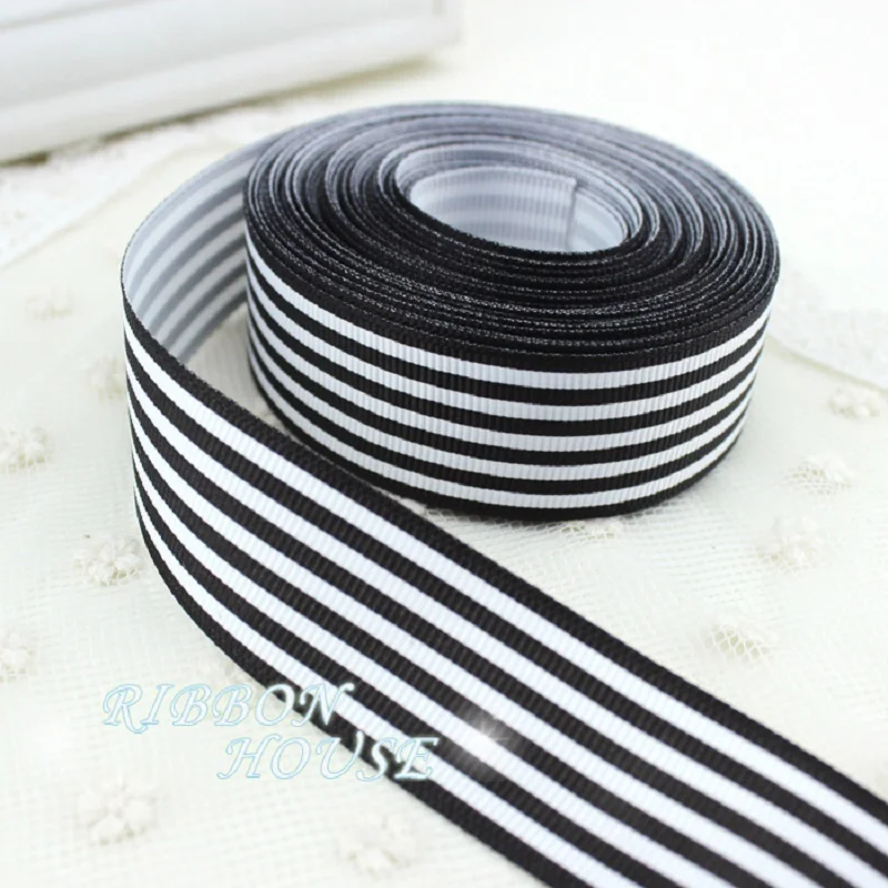 (25 Yards/lot) 25mm Stripe Grosgrain Ribbon Printed Gift Wrap Decoration Handmade DIY Ribbons