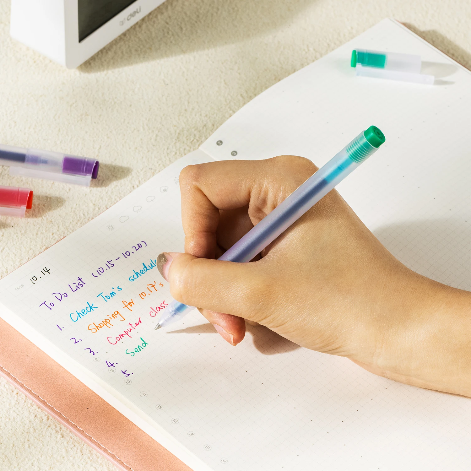 ديلي 12 قطعة مجموعة عالية الجودة اللون هلام القلم الكتابة قلم محايد اللون قلم الكرات الدوّارة 0.5 مللي متر رصاصة الحبر الأزرق قلم توقيع قلم حبر جاف #5