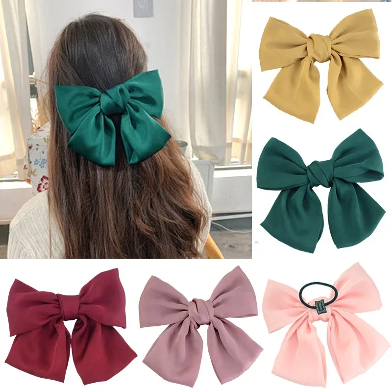 1PC New Fashion Big Bow Elastic Hair Bands Ponytail Scarf Hair Ties Women Scrunchies Hair Accessories