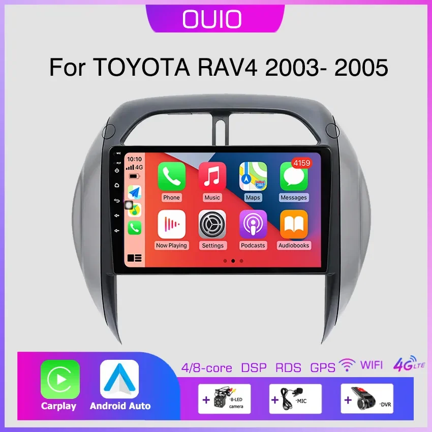 

8 ГБ + 128 ГБ Android радио для TOYOTA RAV4 2003 2004 2005 автомобильный стерео мультимедийный плеер Carplay авто GPS навигация 2DIN