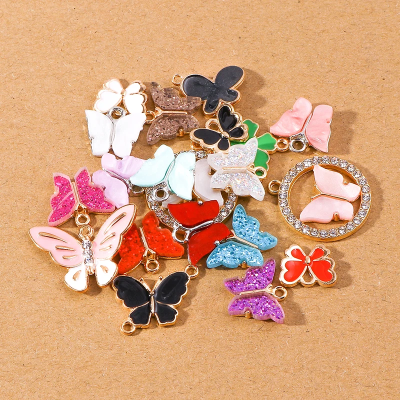 

10pcs Colorful Enamel Animal Butterfly Charms Pendants for Earrings Necklace DIY Jewelry Making Accessories Supplies