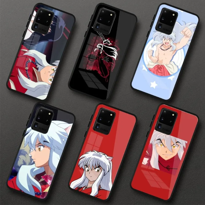 Anime Inuyasha Mobile Phone Case for Samung S23 S22 S21 Pro Ultra A13 A33 A53 NOTE 20 PC Glass Phone Cover Funda