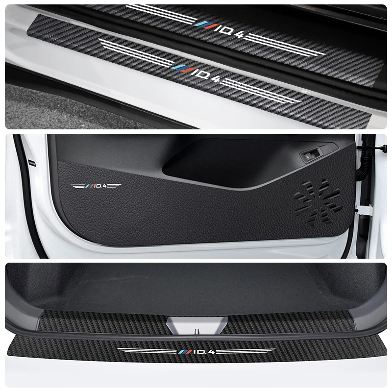ل VW Volkswagen ID.4 باب السيارة مكافحة ركلة الوسادة عتبة لوحة بالية دواسة ديكور مقاوم للماء حامي ملصق-ملحق السيارة #4