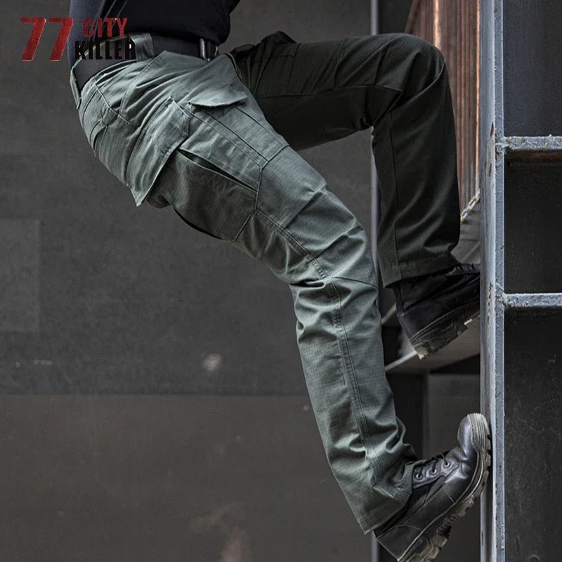 

77City Killer Tactical Pants Men Waterproof Combat Joggers Male Multi-pocket SWAT Cargo Stretch Work Trousers Hombre Size S-2XL