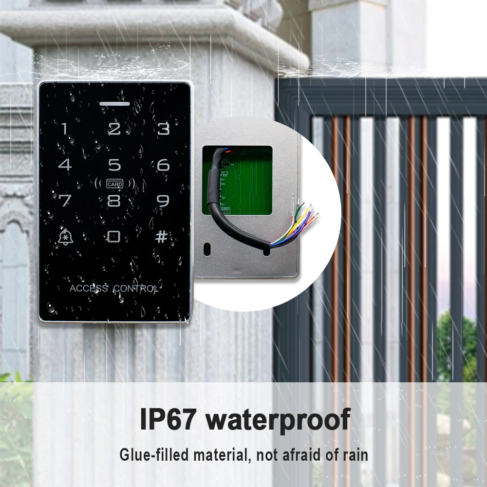 Single Door Waterproof Access Control Machine 12000 users ID IC Dual-frequency Combination Lock Keypad Touch Door Opener System