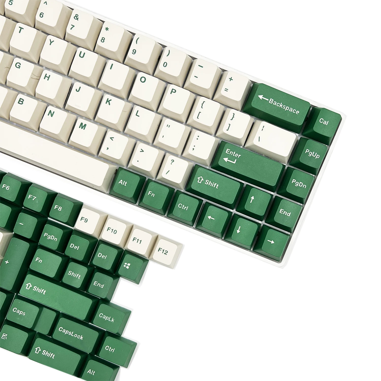 Imagem -04 - Tampão Mecânico do Teclado do Perfil do Oem do Material do Verde de Duas Cores do Queijo de 123 Chaves Pbt Compatível com 61 68 87 104 Etc.