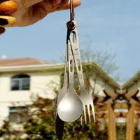 Pure Titanium Cutlery Set Knife Fork Spoon Lightweight Portable Tableware for Outdoor Camping And Household Use Ti5310