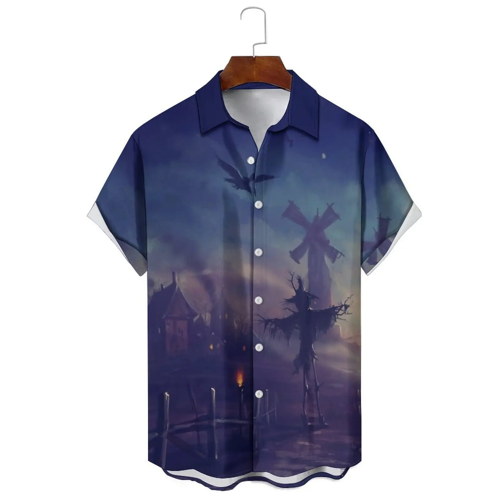 

Summer Men/Women Loose Casual Dark Cartoon Dark Fairy Tale Illustration Print Fashion Daily Can Wear Short-Sleeved Shirt