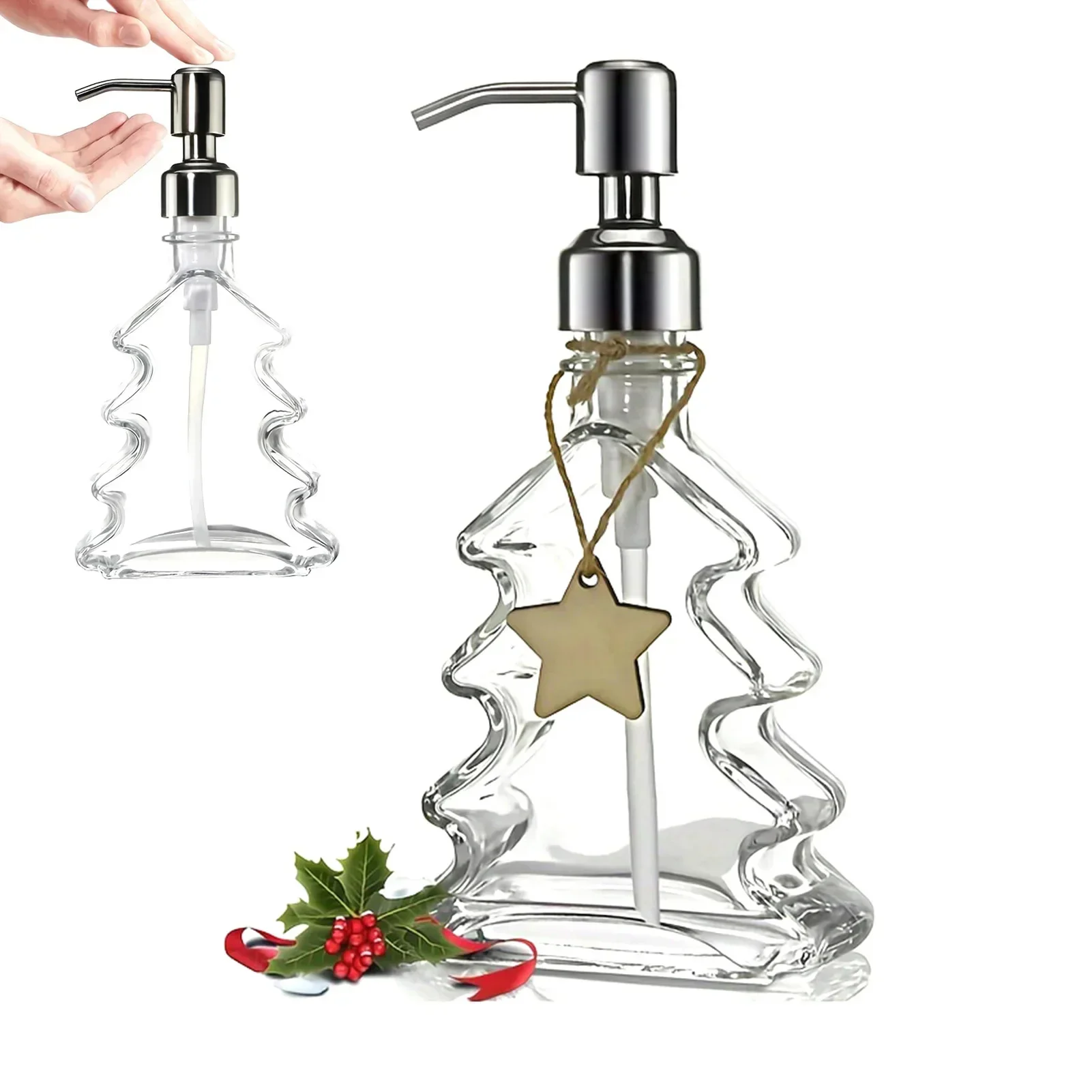 Dispenser di sapone da bagno per albero di Natale, lozione, shampoo, supporto per gel doccia, bottiglia vuota riutilizzabile per pompa da bagno, regalo di Natale di Capodanno