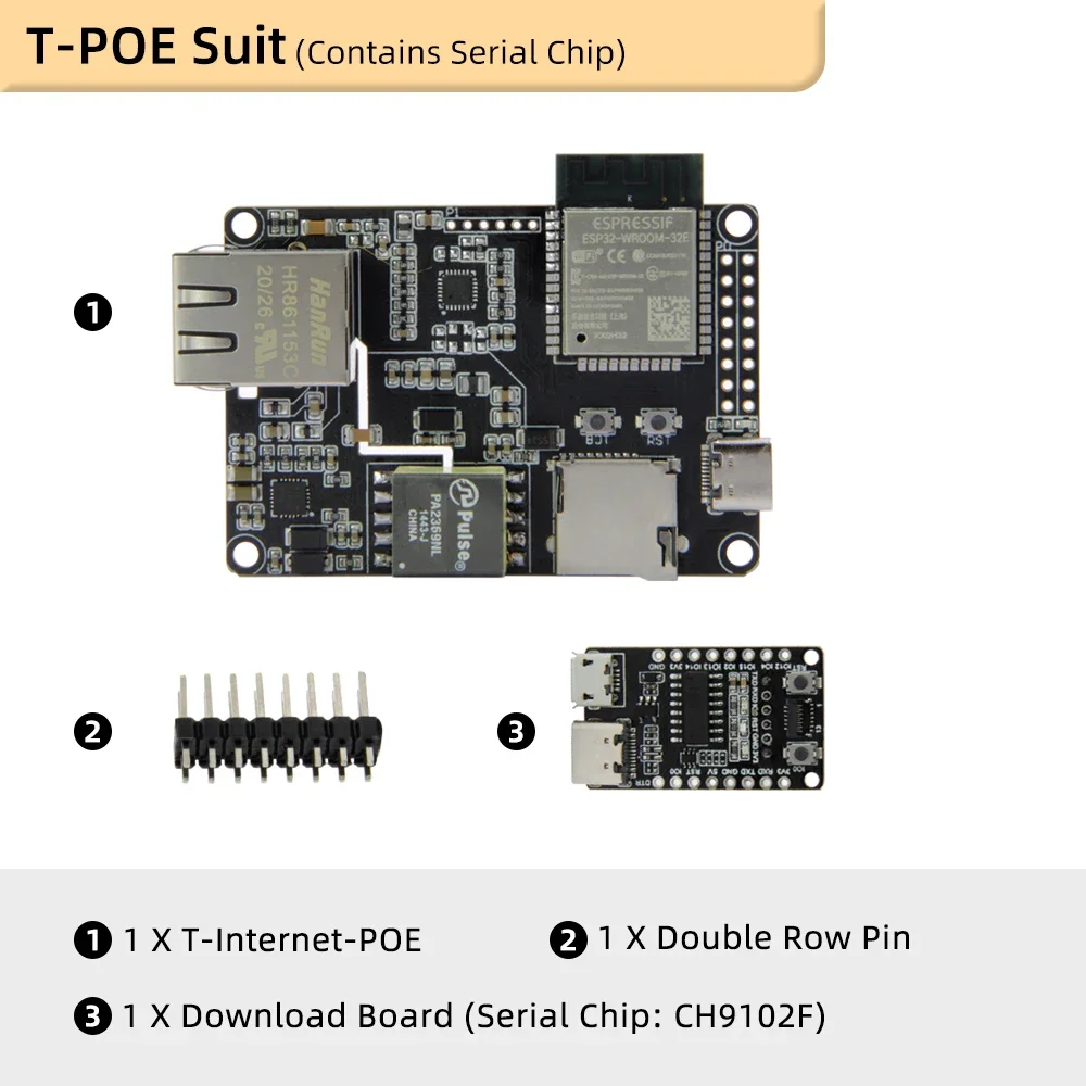 Lilygo®Ttgo T-Internet-Poe ESP32-WROOM Lan8720a Chip Ethernet Adapter En Downloader Uitbreidingskaart Programmeerbare Hardware
