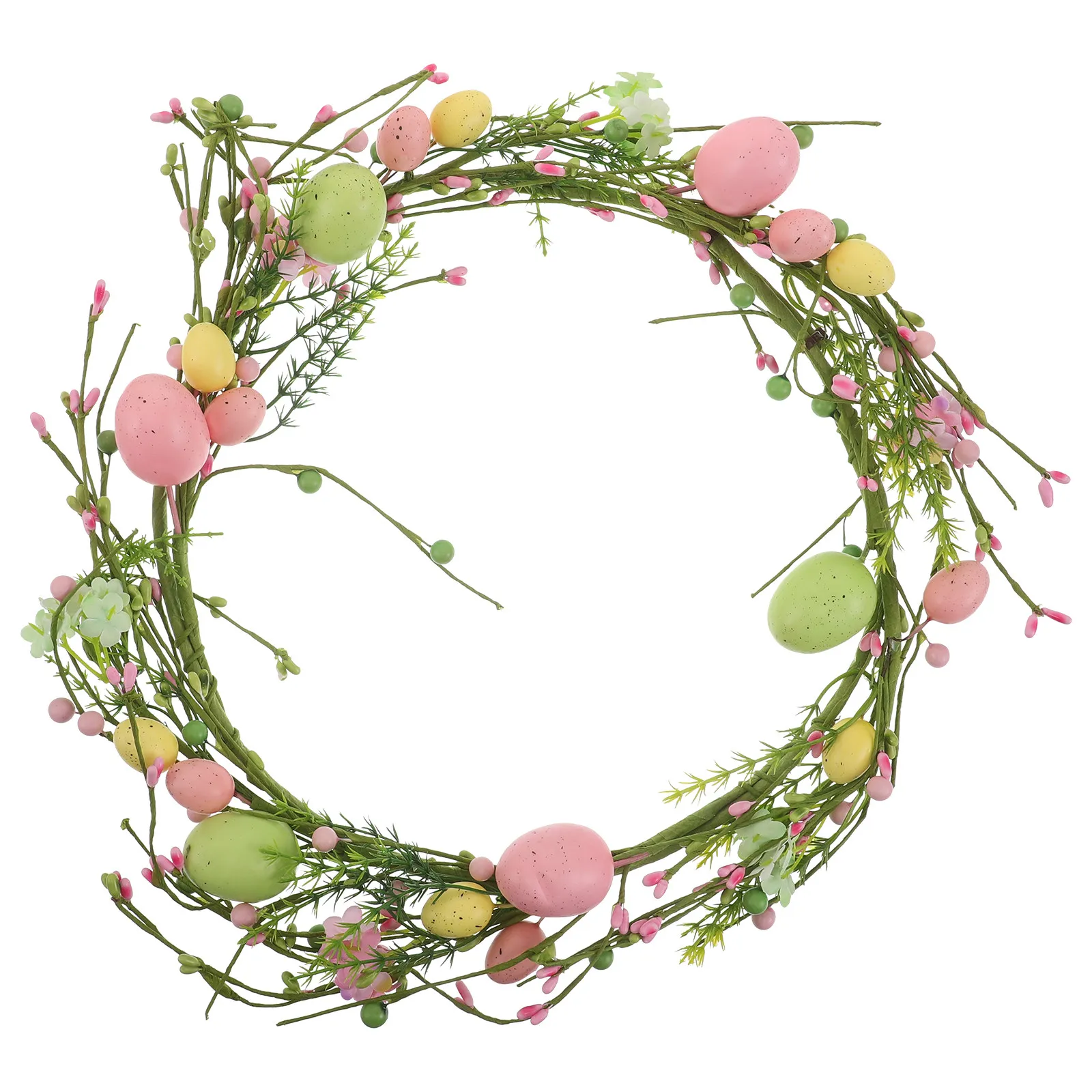 

Artificial Easter Egg Wreath Colorful Berries Leaves Spring Hanging Wreath Easter Front Door Decor Lightweight Festive Holiday