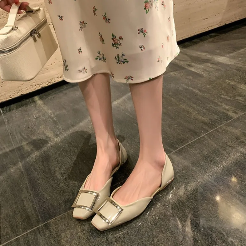 

Fashion Womens Shoes Exquisite Square Head Hollow Out Casual Shoes for Woman French Style Flat Shoe Designer Shoes Zapatos Mujer