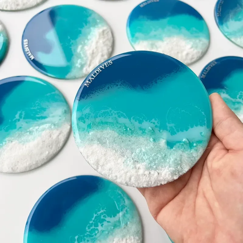 JMZ Refrigerator Magnet Creative Beach Island Handmade Souvenir Custom Magnetic Sticker for Wedding Tourism Home Kitchen