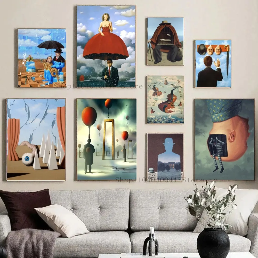 1 Stück Figurenmalerei Rene Magritte Künstler Surrealistisches Poster Papierdruck Wohnzimmer Schlafzimmer Eingang Bar Restaurant Café Kunst