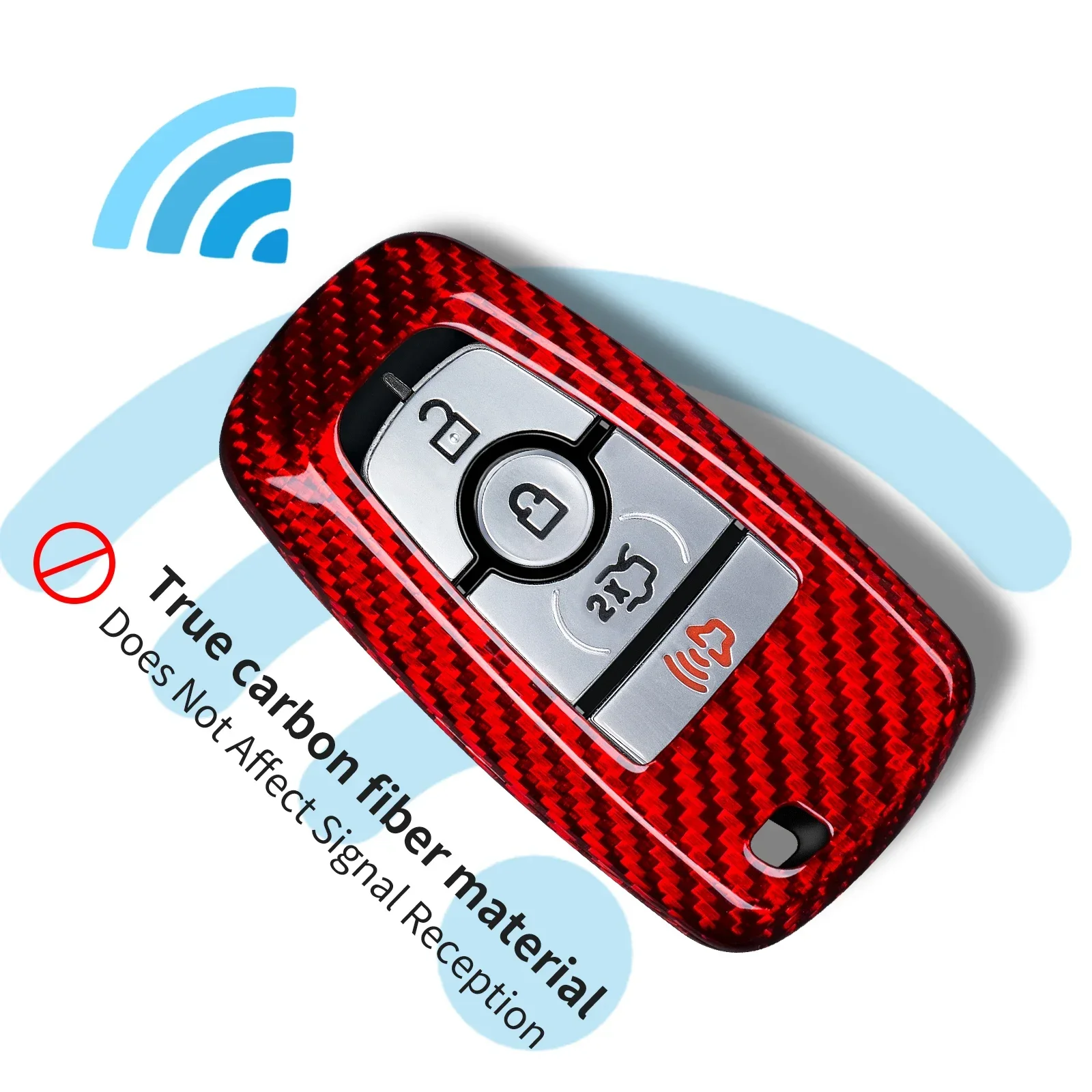 Carbon Fiber Key Fob Cover For Ford F150 Explorer Fusion Mustang Escape Edge Ranger Expedition Smart Key Accessories 4 Buttons