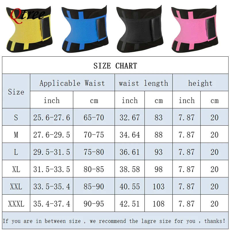 Qtree Hot Neoprene Waist Trainer Belt Women Sauna Sweat Body Shaper Corset Fat Burner Corset Waist Trainer Double Control Strap