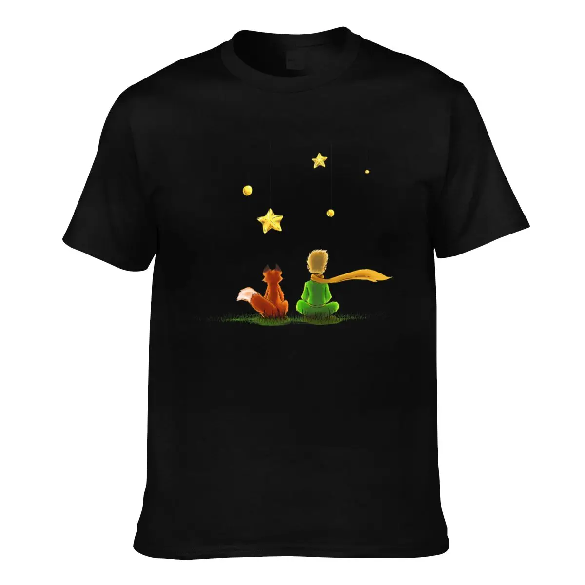 Little Prince T Shirt Le Petit Prince Looking at The Stars Man Beach T-Shirt Short Sleeve Printed 100 Cotton Tee Shirt