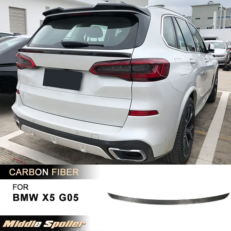 Car Rear Trunk Middle Spoiler Wings for BMW X5 G05 xDrive50i Utility 4-Door 2019 2020 Rear Spoiler Middle Wing Lip Carbon Fiber