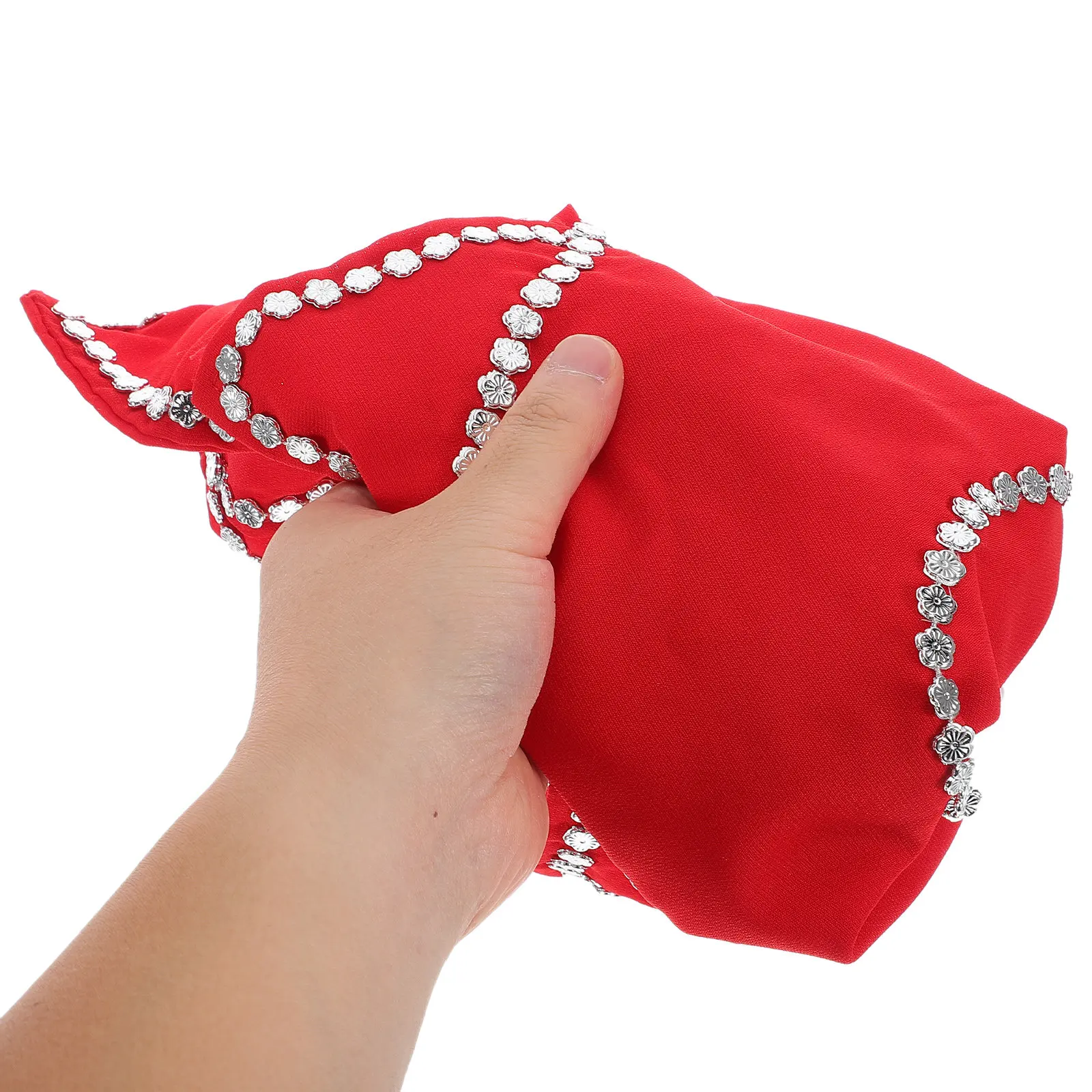 Dance Handkerchief Octagonal Red Flower Art Decor Chinese New Year Spring Festival Performance Prop for Adults Kids Dance