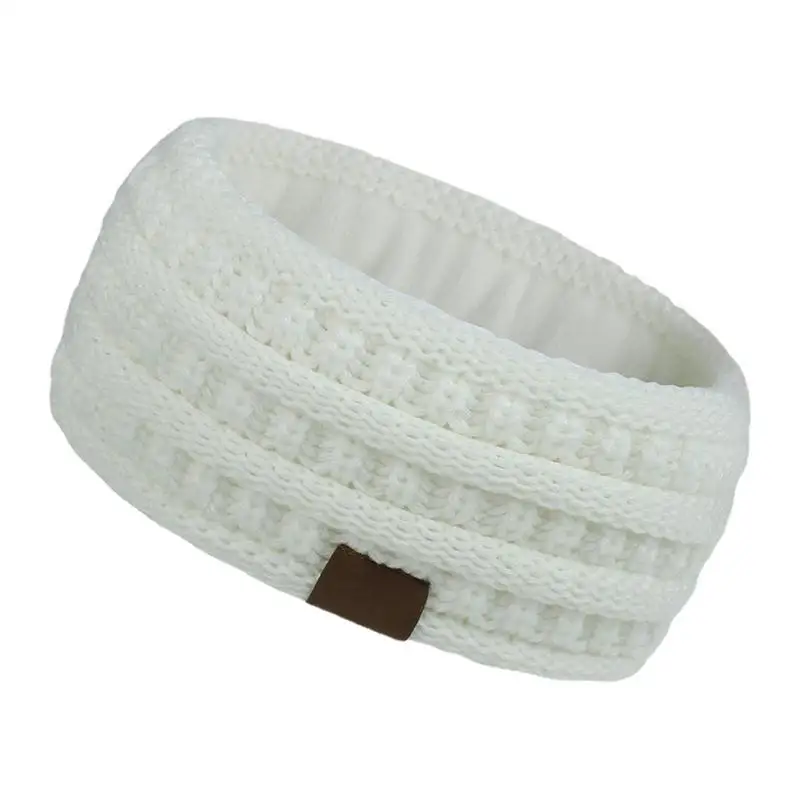 

Winter Fuzzy Fleece Lined Thick Knitted Headband Turban For Women Solid Hair Bands Headwrap Ladies Hair Accessories