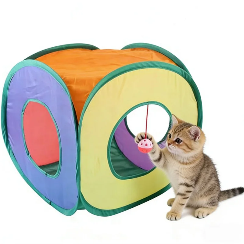 Square Cat Rainbow Tunnel Cat Tunnel Pet Tube Collapsible Play Toy Indoor Outdoor Puppy Toys Folding Pet Toys