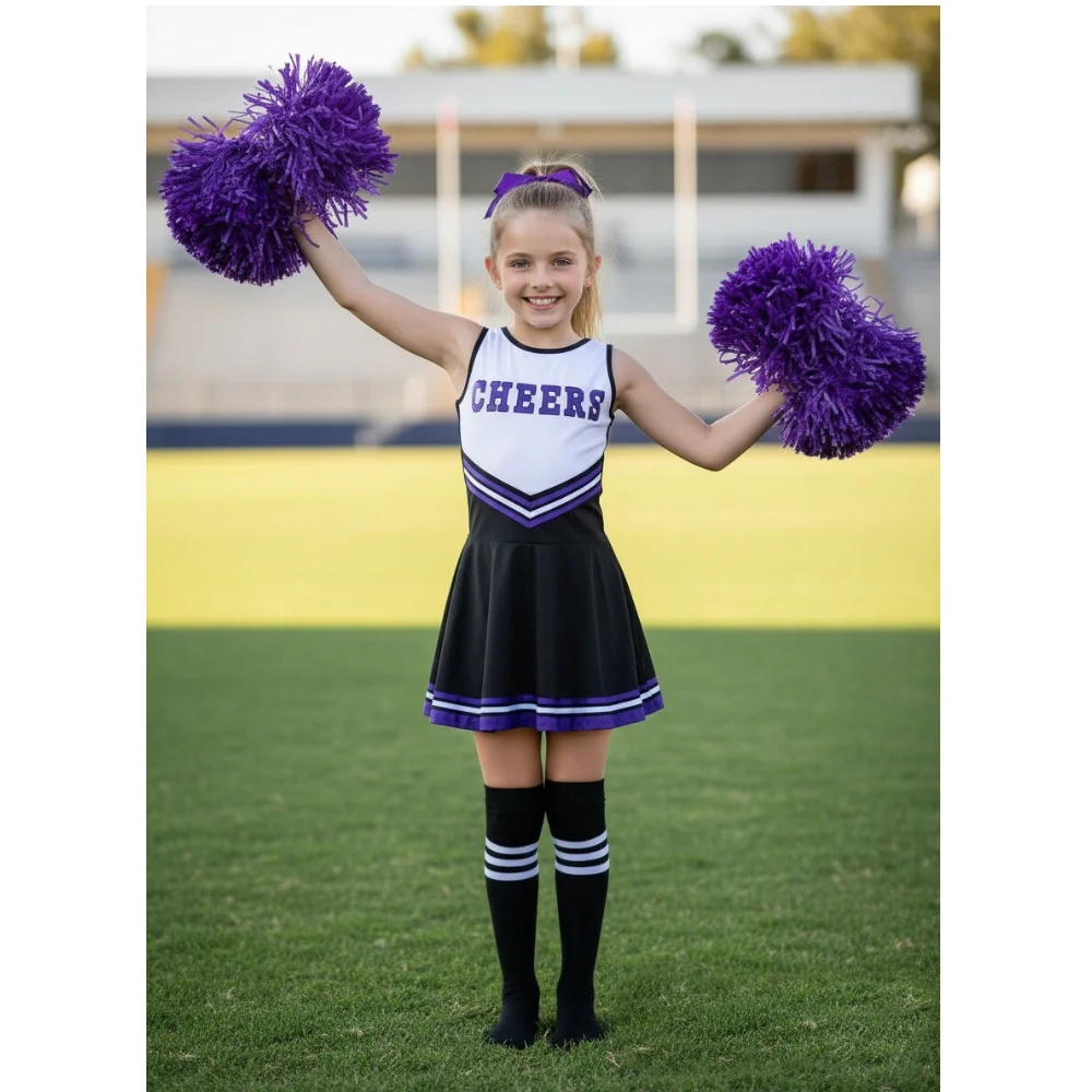 Abito da calcio elegante da cheerleader, costume da calcio in un pezzo, leggero e confortevole, per ragazze, festa, ballo, cosplay