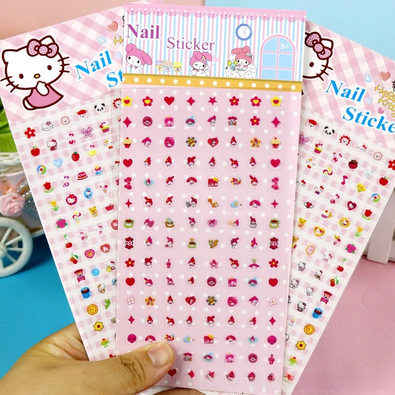 

New Creative Personality Long Nail Stickers Hot-selling Cute Cartoon Sanrio KT Cat Nail Stickers Small and Exquisite Stickers