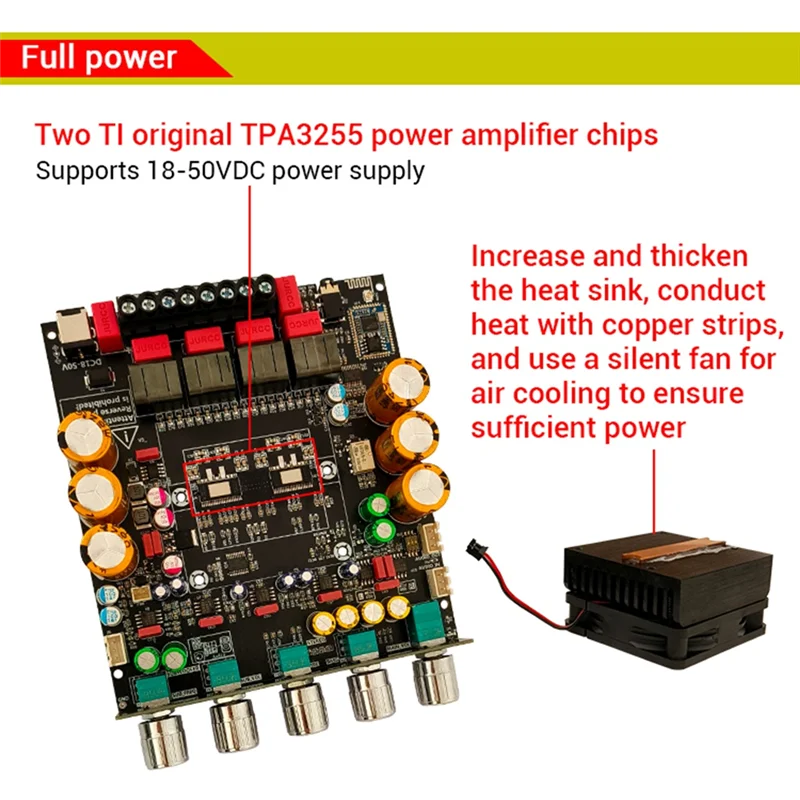 ABMF-New ZK-APTX3 Bluetooth アンプ 2.1 チャンネル 3D サラウンド サウンド サブウーファー 300Wx2+600W オーディオ パワー アンプ オーディオファイル