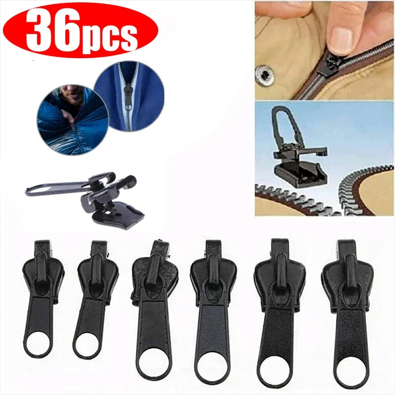 Fix Zip Puller Universal Instant Zippers 36/6pcs Fix Zipper Repair Kit Replacement Zipper Pull Slider for DIY Sew Accessories