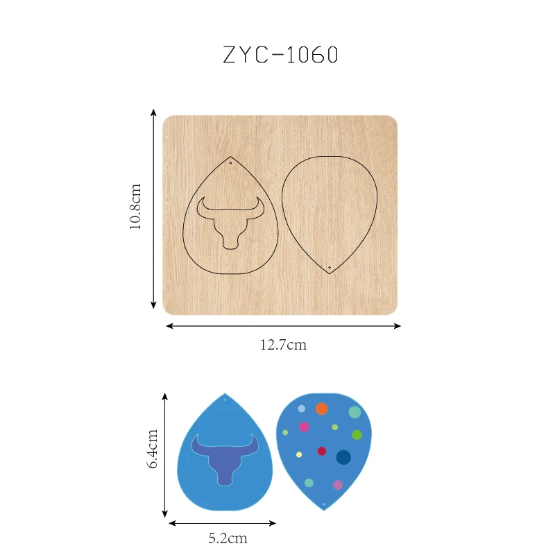 Wooden Earring Cutting Mold, Suitable for Die Cutting Machines, ZYC-1060