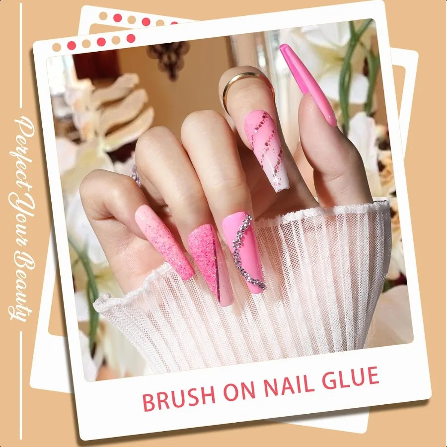 Clear Coffin Nail Tips Set Lange acryl nagelkit Volledige dekking Clear Pr On Nails 600-delige nepnagels met lijm Acryl nagelknipper