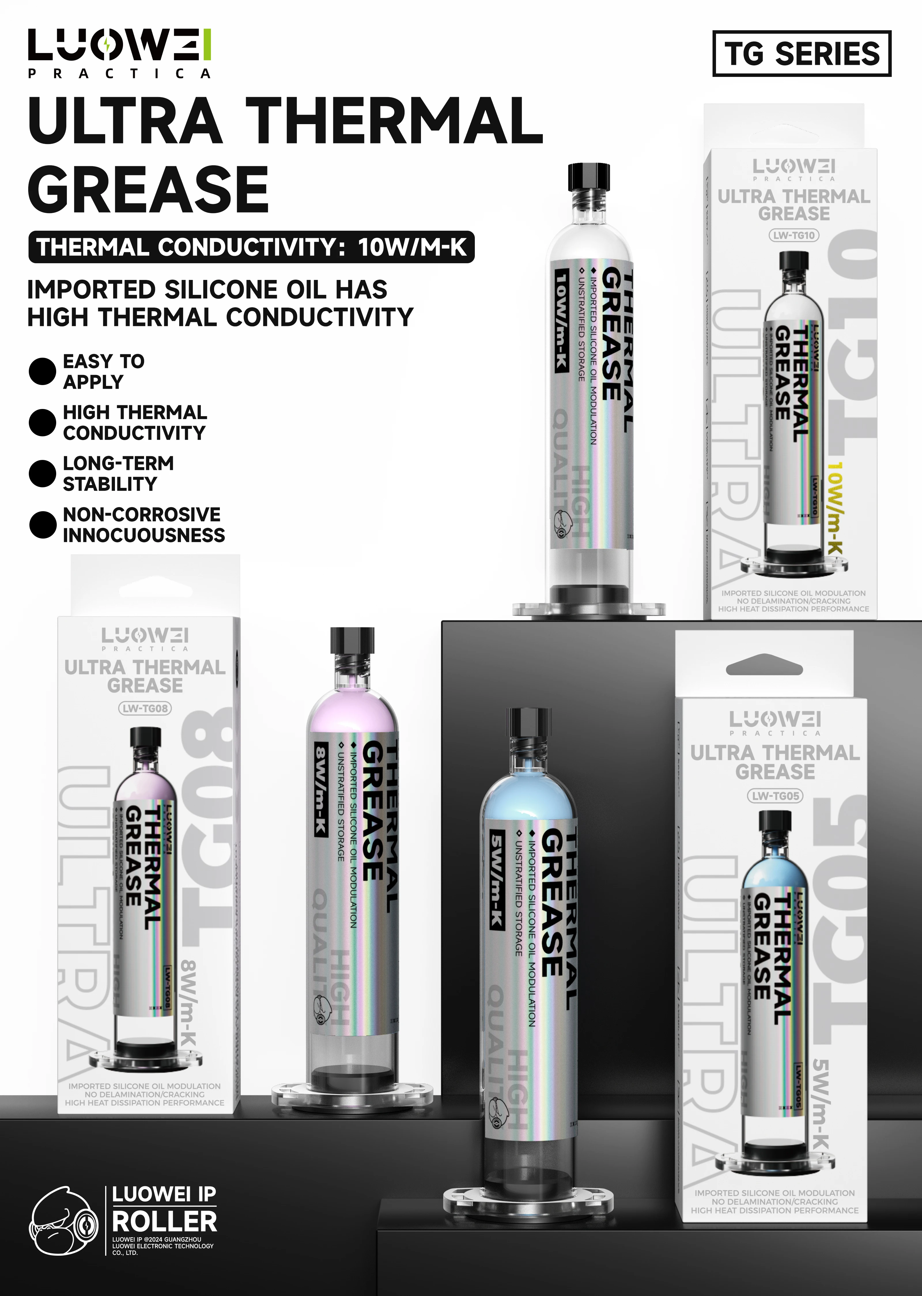 LUOWEI TG Series Ultra-High Thermal Conductive Silicone Grease Imported Silicone Oil Refining Non-Cracking/(10W/(m·K) A