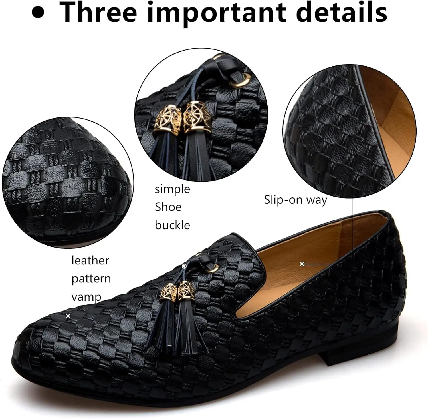 Casual Leather Shoes Men Faux Leather Noble Loafer Shoes Slip-on Loafer Smoking Slipper Tassel Loafer