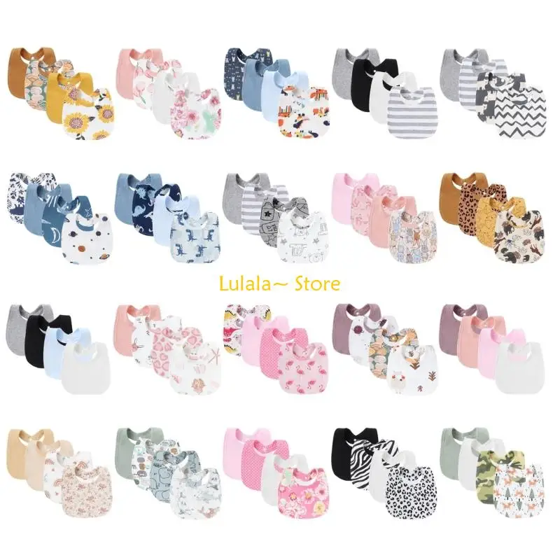 

Y4QA Set of 4pcs Baby Teething Bib Soft Absorbent Saliva Towels Comfortable Use