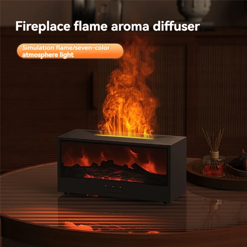 

ABKD Flame Essential Oil Diffuser 3D Flame Fireplace Aromatherapy Machine Colorful Humidifier With Remote Control For Bedroom