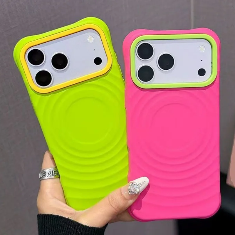 Water Ripple Pattern Cover Funda For iPhone 18 Pro Max Magnetic Case For iPhone 17 ProMax 16ProMax Double Color Phone Case