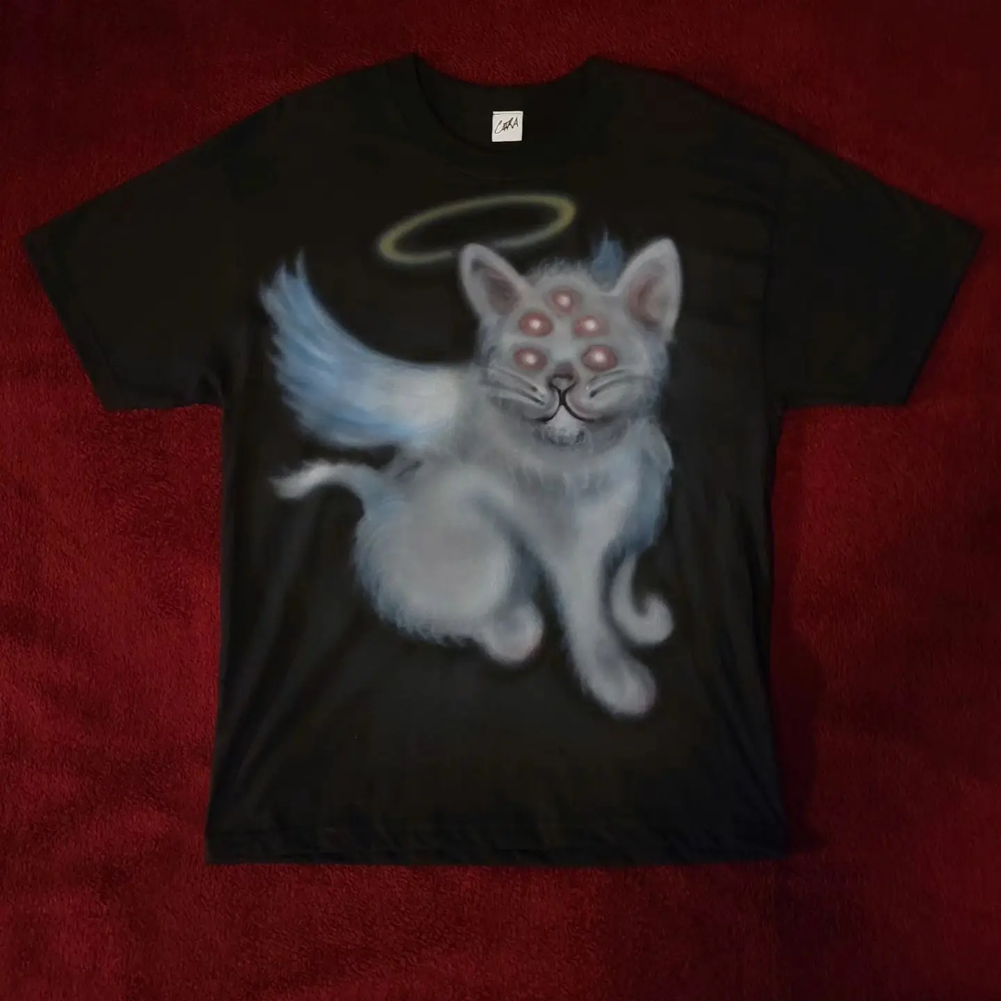 

High street vintage hiphop demon cat streetwear popular t-shirt men american casual harajuku y2k tops couples oversized t shirt