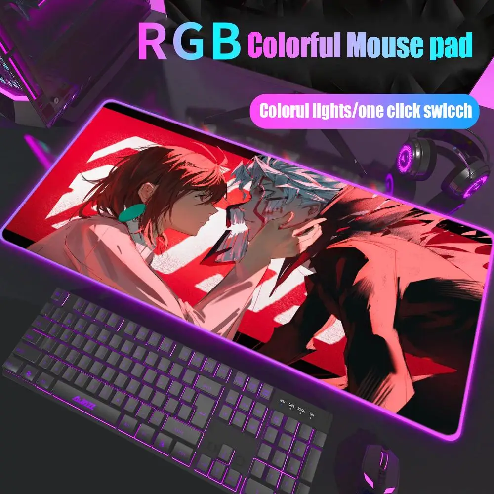 

Dandadan Ayase Seiko Momo Mouse Pad Gamer Rgb Desk Mat Back Light Led Mousepad Setup Accessories Deskmat Big Mousepad Backlight
