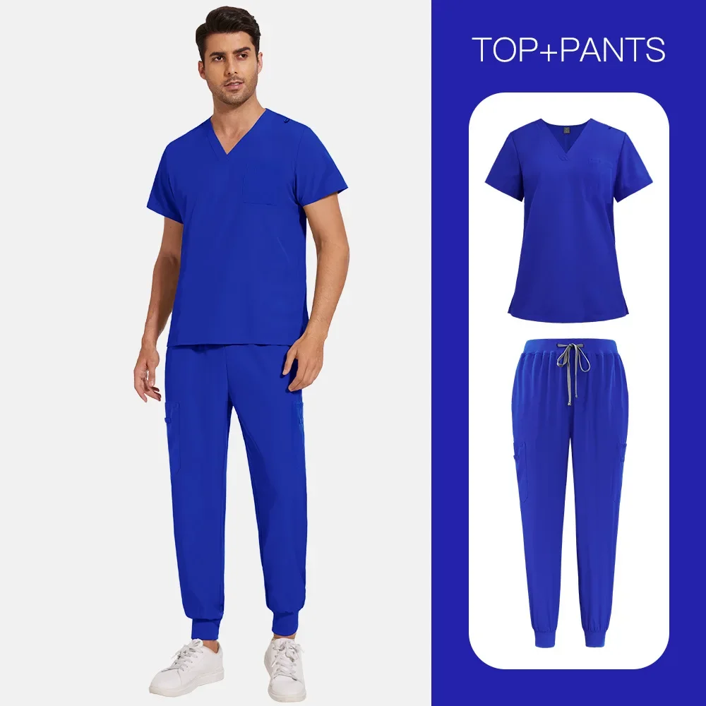 Mannen Medische Scrubs Sets Vrouwen Uniformen Slim Fit Ziekenhuis Verpleegsters Accessoires Tandheelkundige Kliniek Schoonheidssalon Spa Lab Werkkleding Kleding